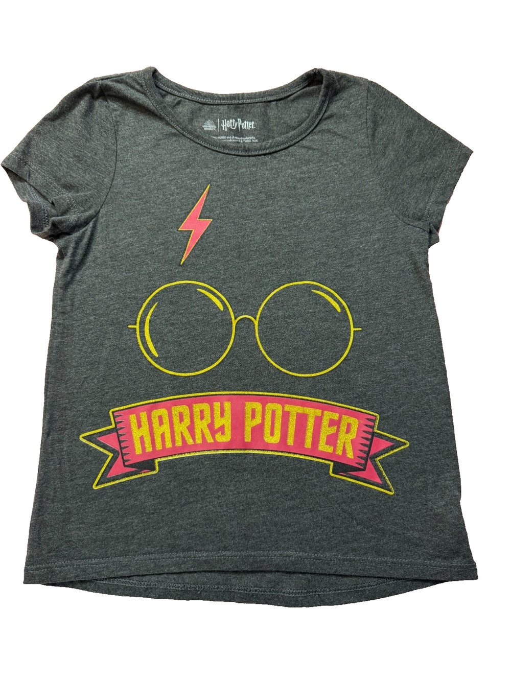 Harry Potter Girls Sparkly Graphic Dark Gray T-Shirt Size 7/8 By Wizarding World
